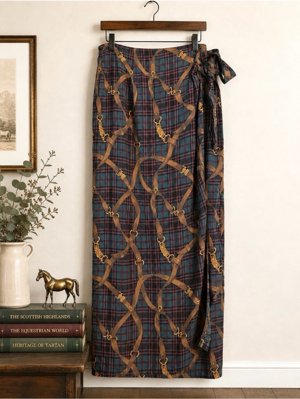 Jones New York Vintage Equestrian Plaid Wrap Column Skirt 1X